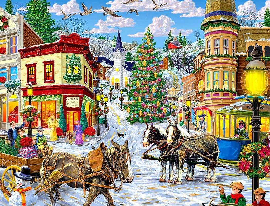 Kerstseizoen in de stad legpuzzel online