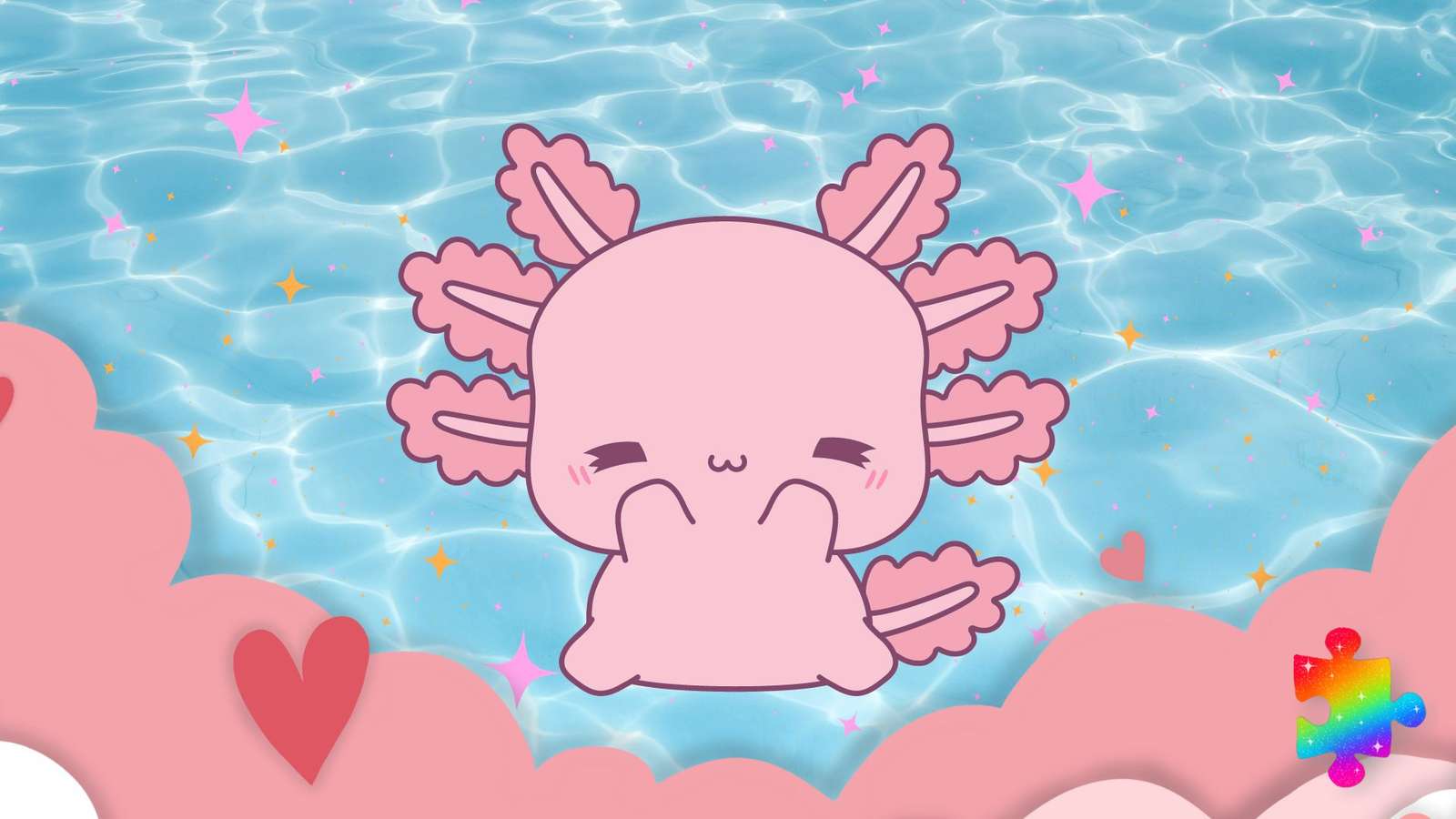 Rózsaszín Axolotl online puzzle