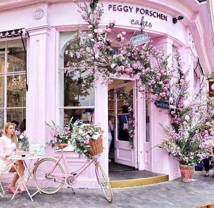 Ett blommigt kafé i London pussel på nätet