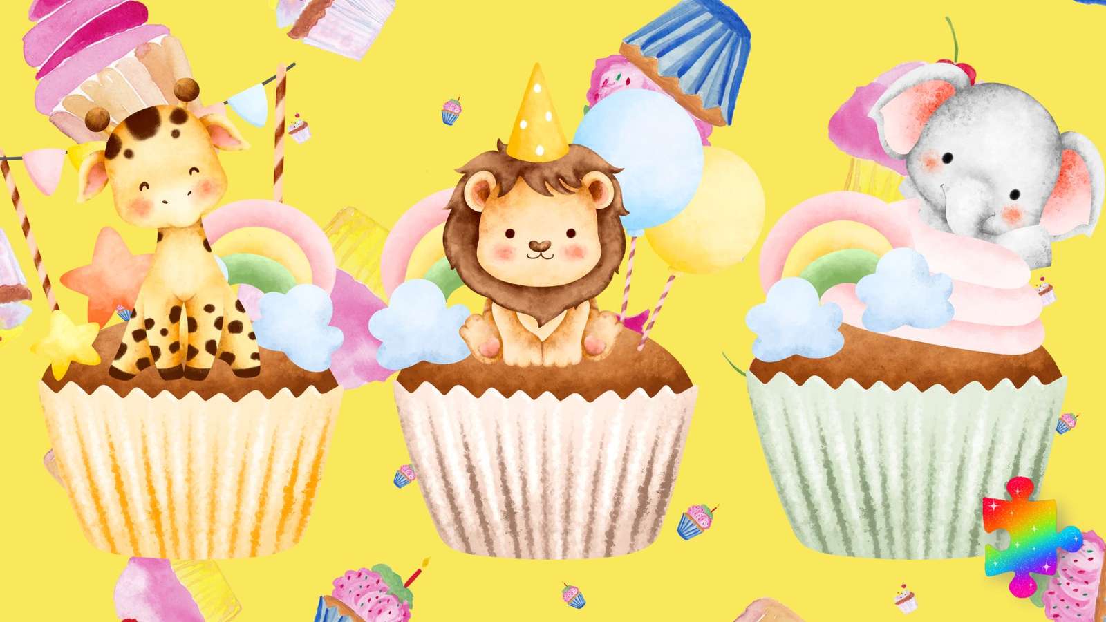 Cupcake-dieren online puzzel