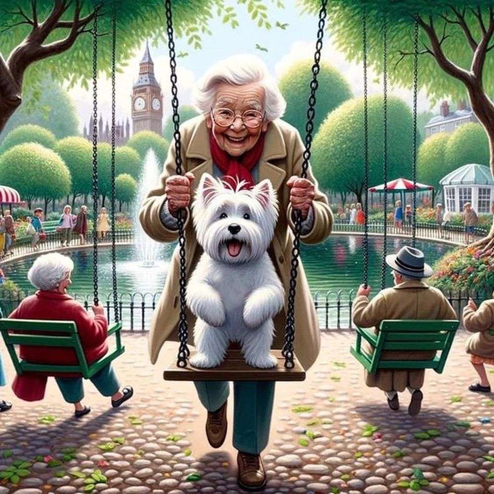Lovely grandma and the doggy online puzzle