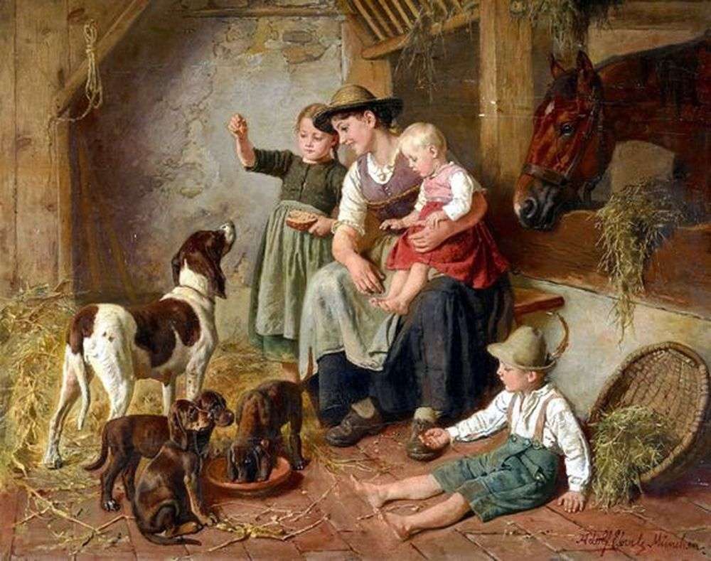 Mother and Children in a Stable online puzzle