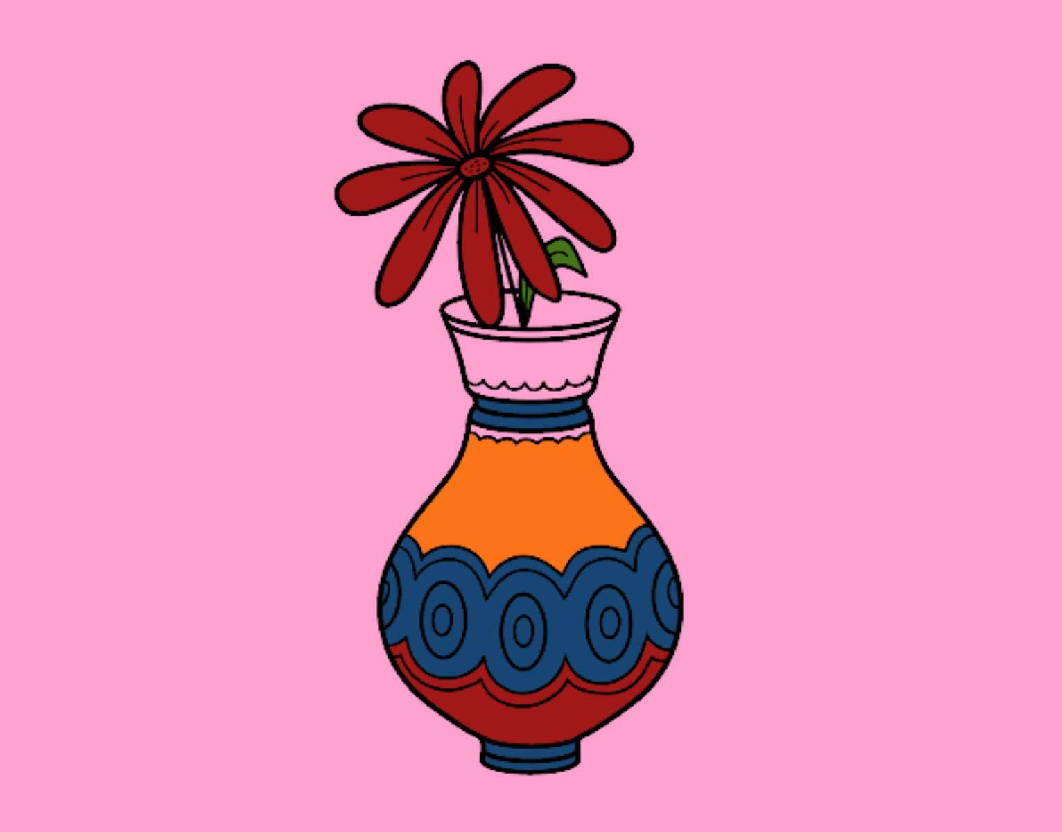 dibujo de jarròn con flores rompecabezas en línea