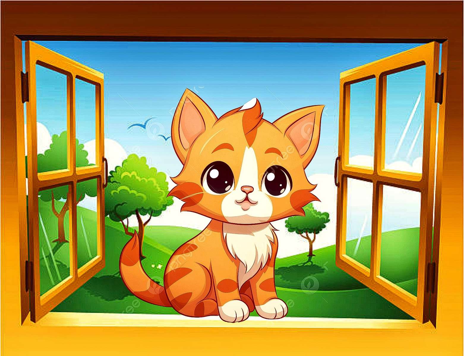 Котката на прозореца онлайн пъзел