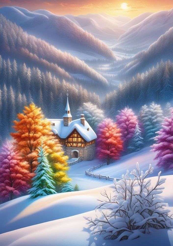 Regenboog winter online puzzel