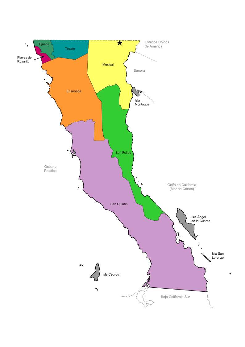 Mapa Baja California rompecabezas en línea
