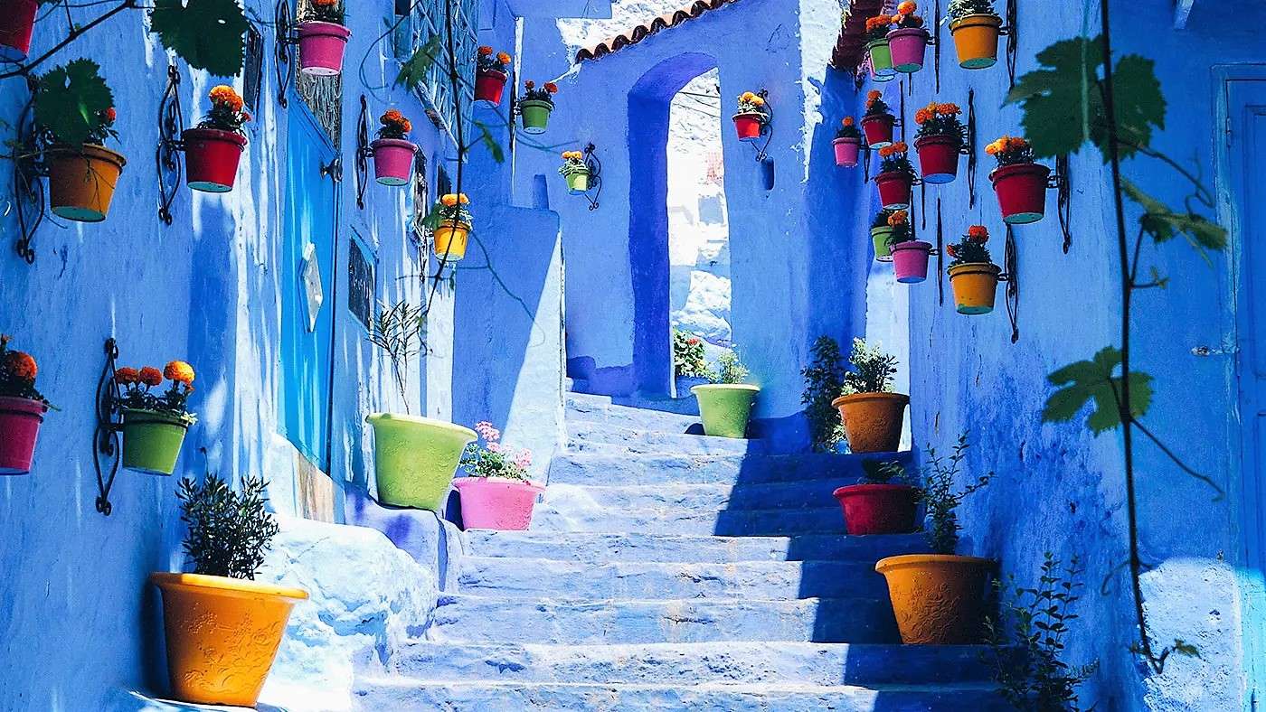 De blauwe stad Chefchaouen in Marokko online puzzel