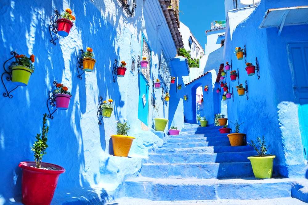 Die blaue Stadt Chefchaouen in Marokko Puzzlespiel online