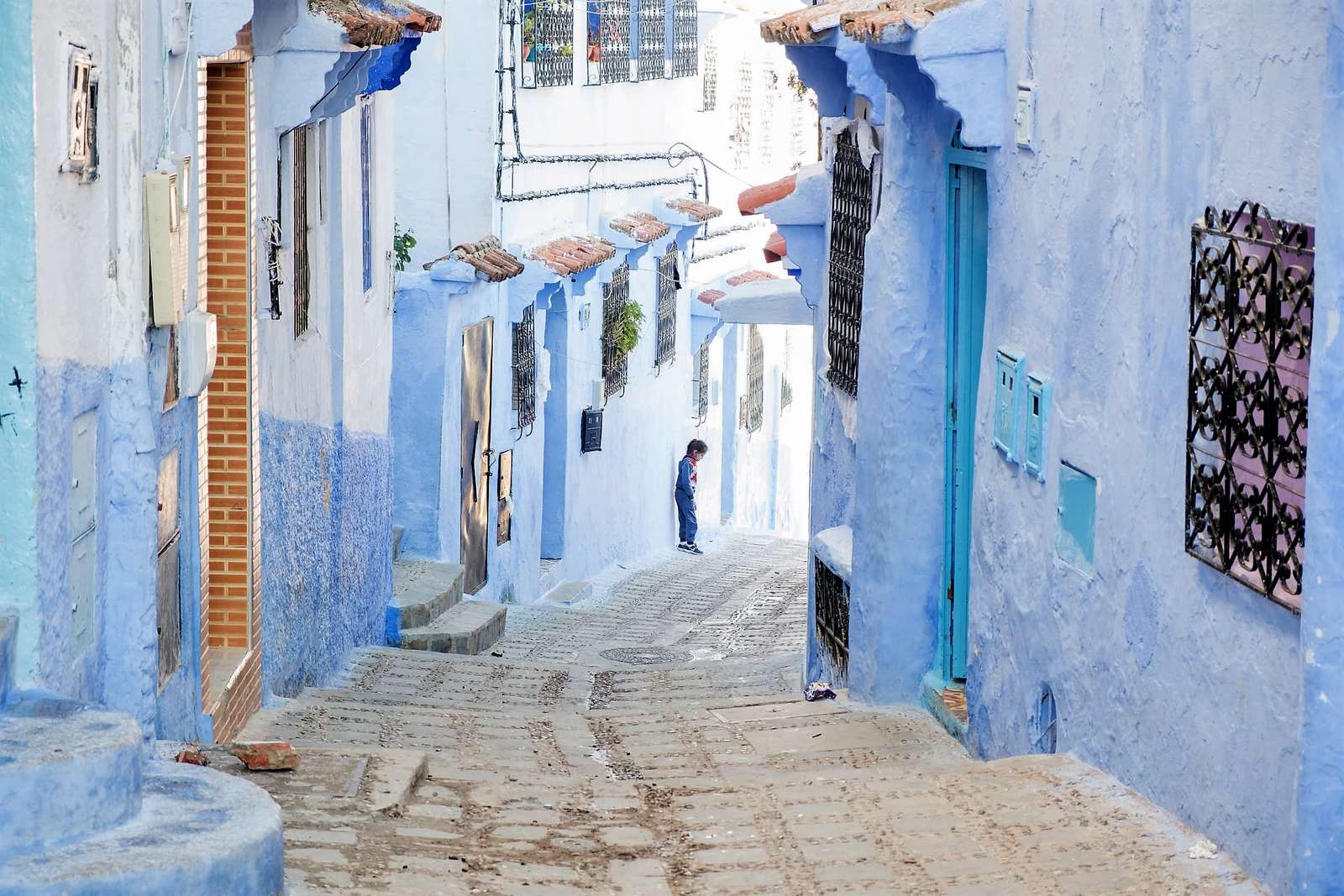 Modré město Chefchaouen v Maroku skládačky online
