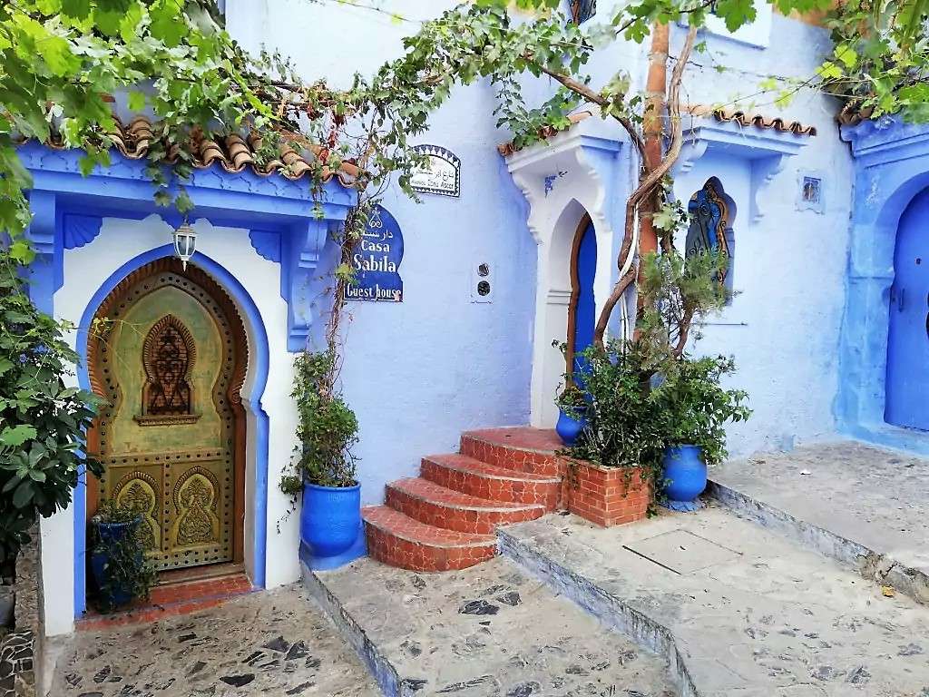 Die blaue Stadt Chefchaouen in Marokko Online-Puzzle