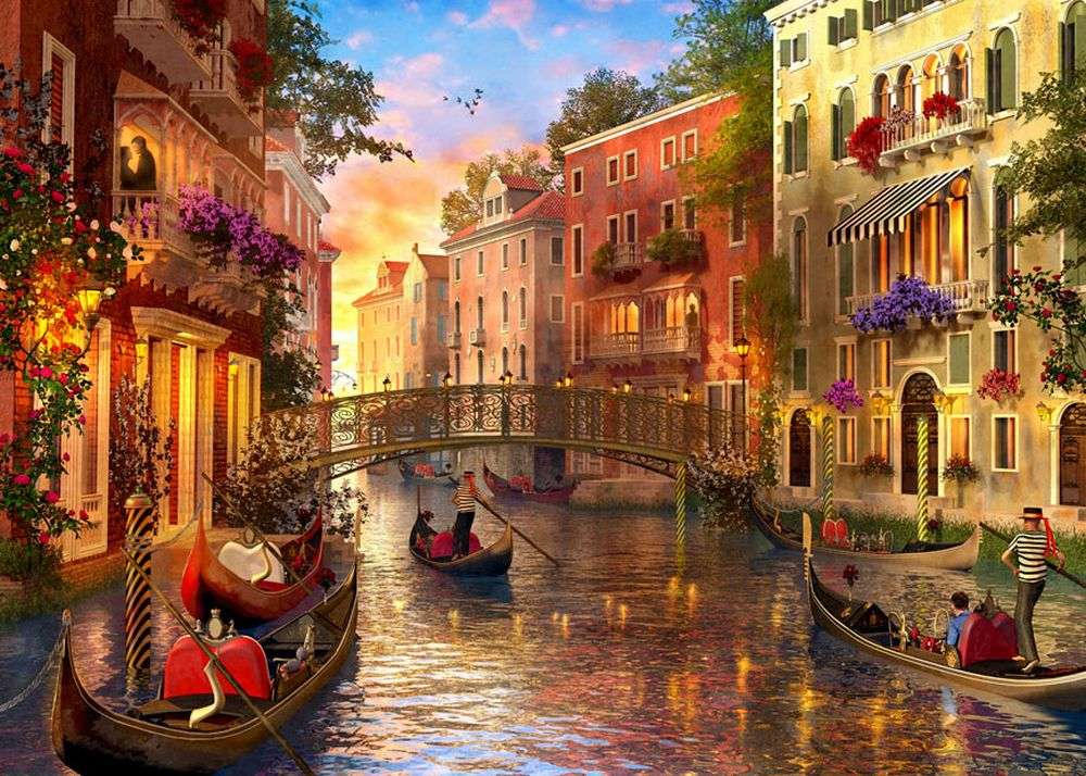 Захід сонця у Венеції онлайн пазл