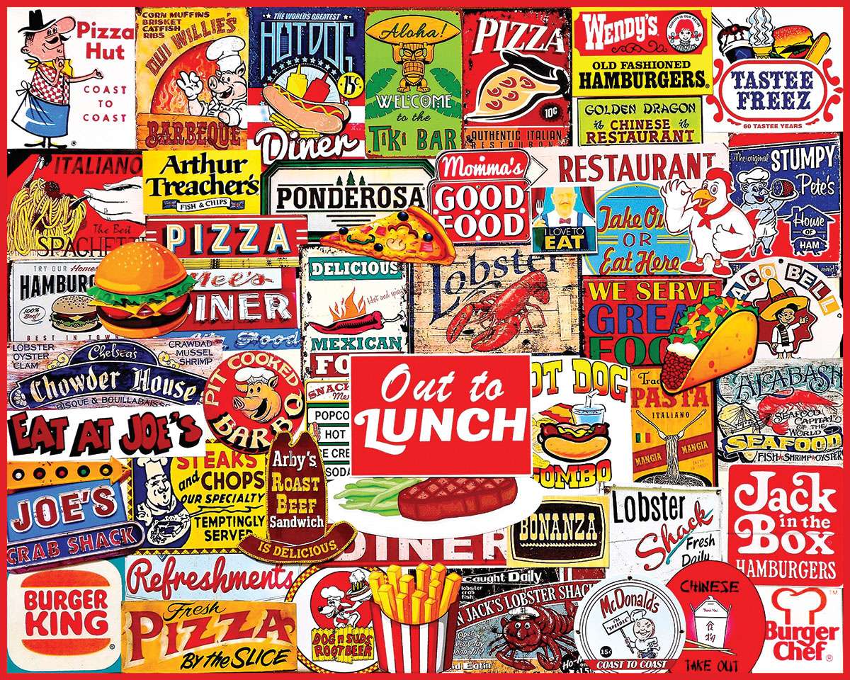 Letreros publicitarios de comida rápida rompecabezas en línea