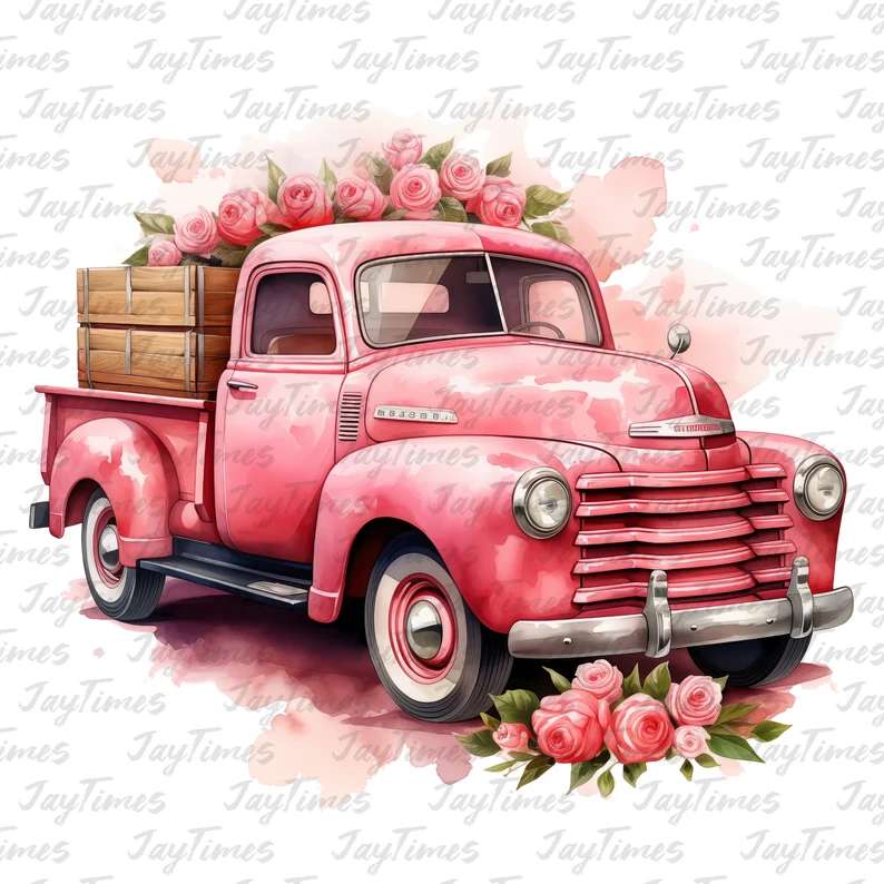 Pick-up chargé de rosas quebra-cabeças online