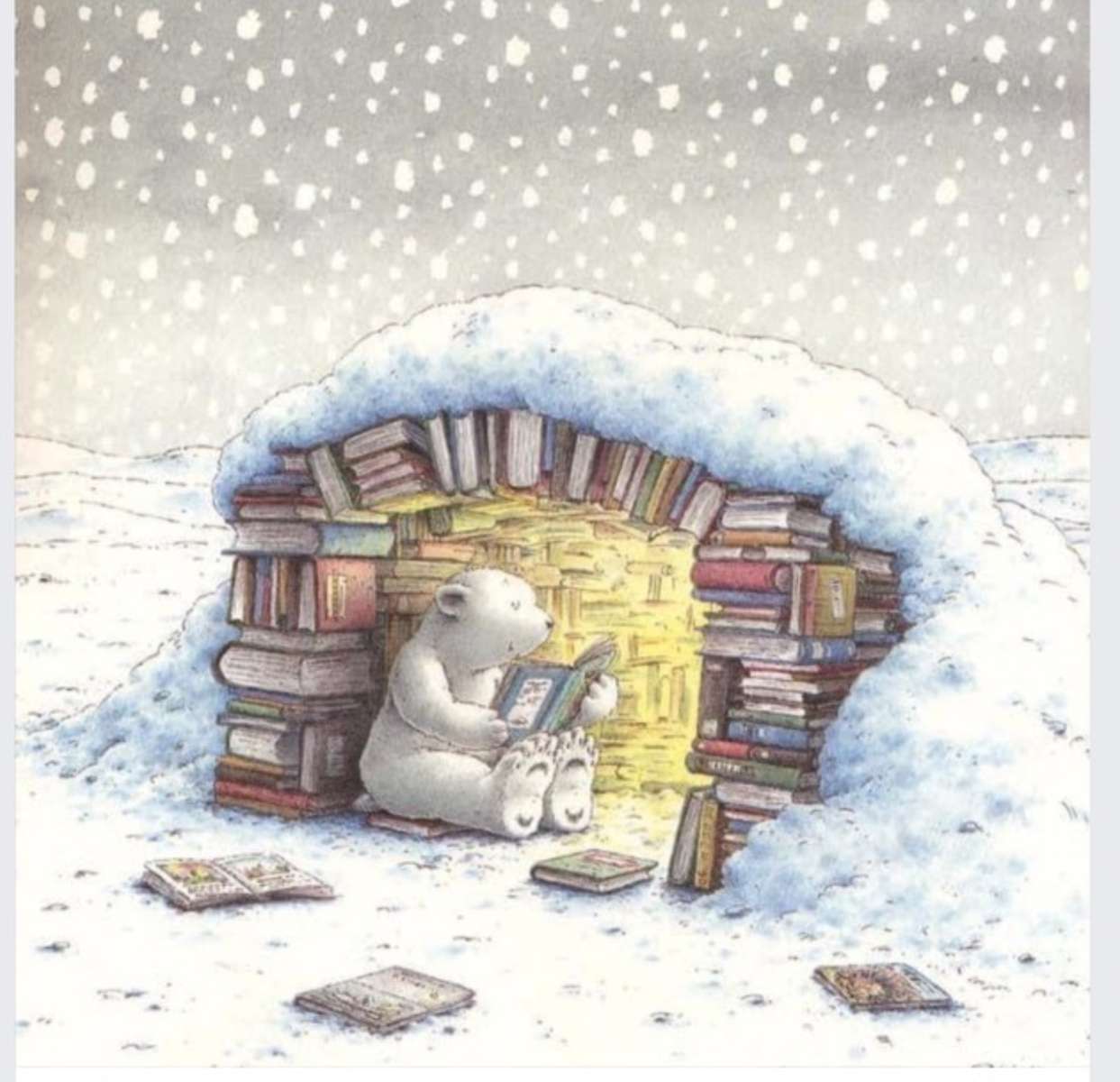 Polar bear reading jigsaw puzzle online