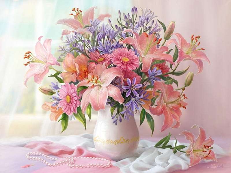 Bouquet rose au romantisme absolu puzzle en ligne