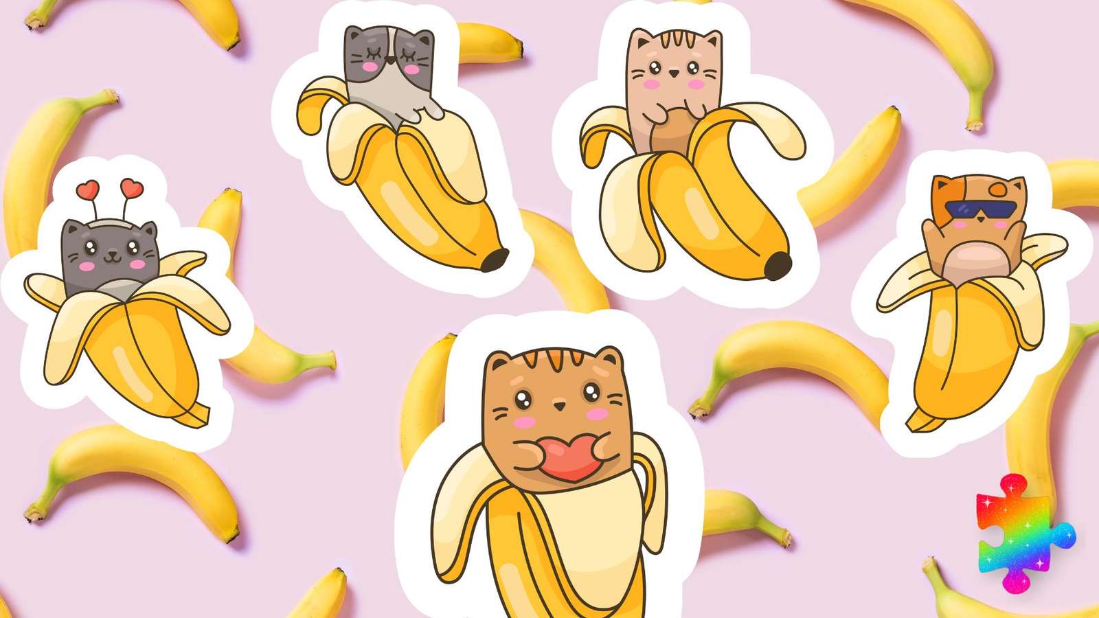 Chats bananes puzzle en ligne
