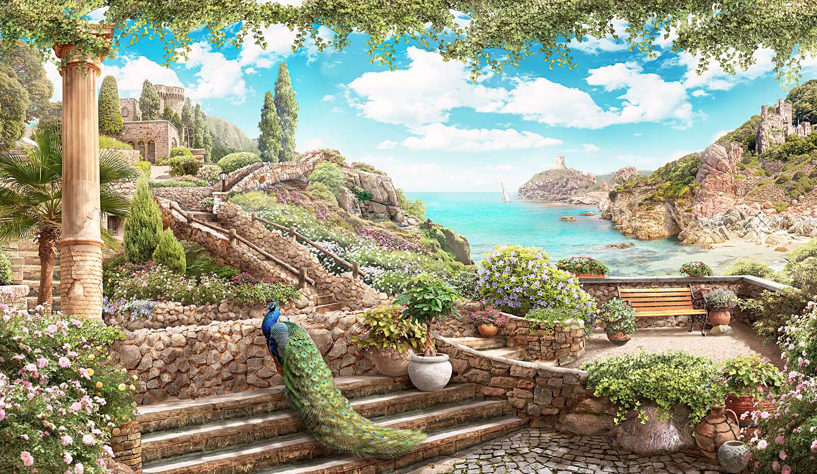 Seascape with peacook jigsaw puzzle online
