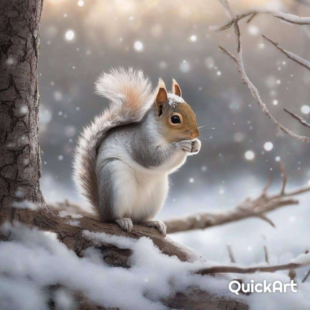 Eichhörnchen im Winter Online-Puzzle