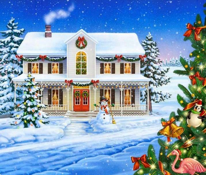 Casa este decorată festiv jigsaw puzzle online