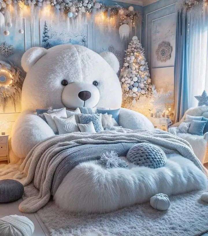 Καταπληκτικό χαριτωμένο και άνετο κρεβάτι αρκούδας online παζλ