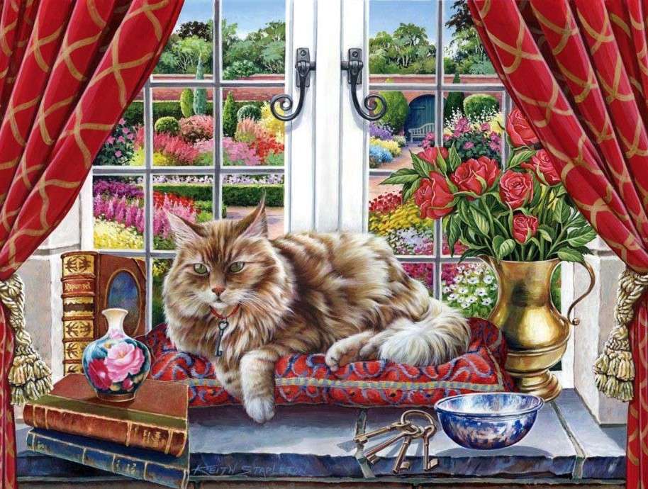 Katje op de vensterbank legpuzzel online