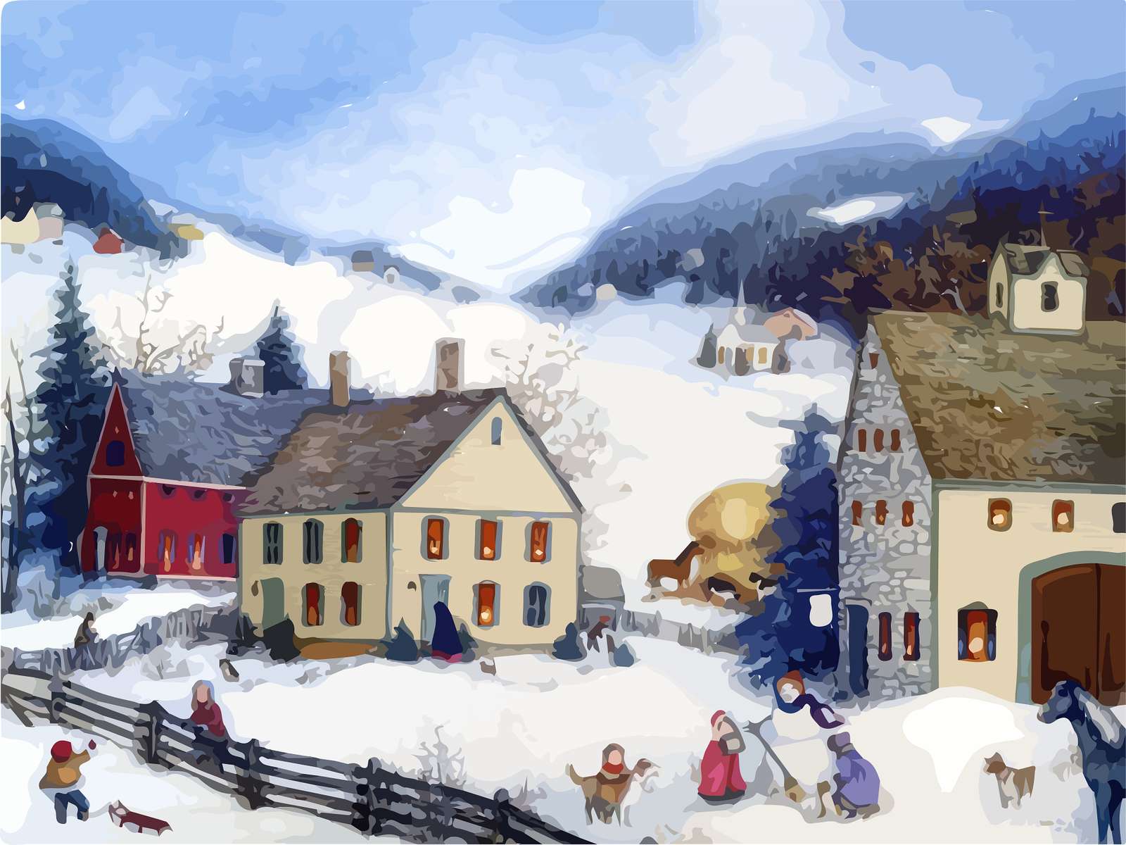 Winter in the village jigsaw puzzle online