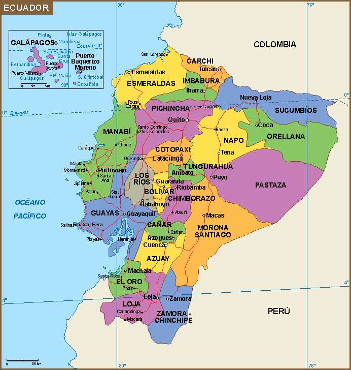 Karte von Ecuador. Online-Puzzle