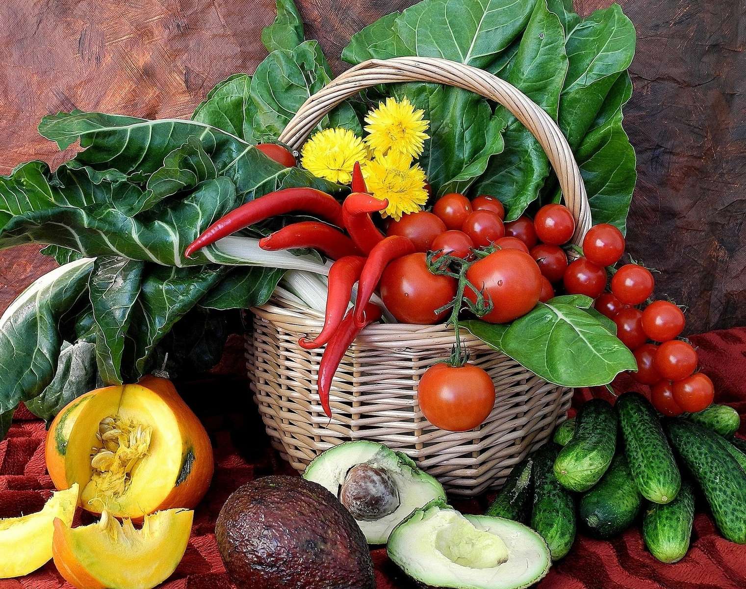 Légumes. Fruit. Poubelle puzzle en ligne