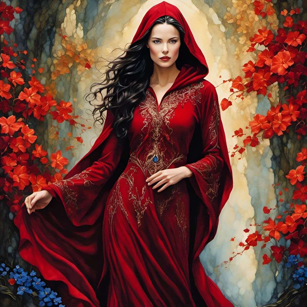 women in red jigsaw puzzle online