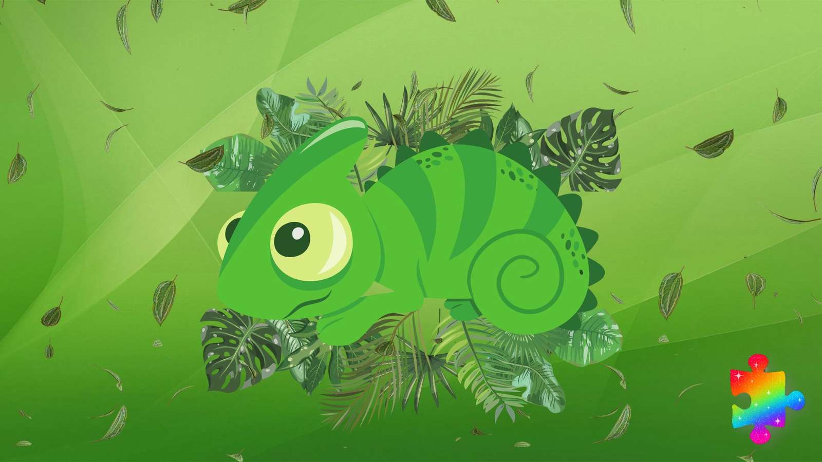 Зелений хамелеон онлайн пазл