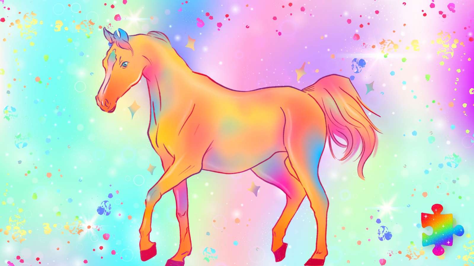 Regenboog paard online puzzel