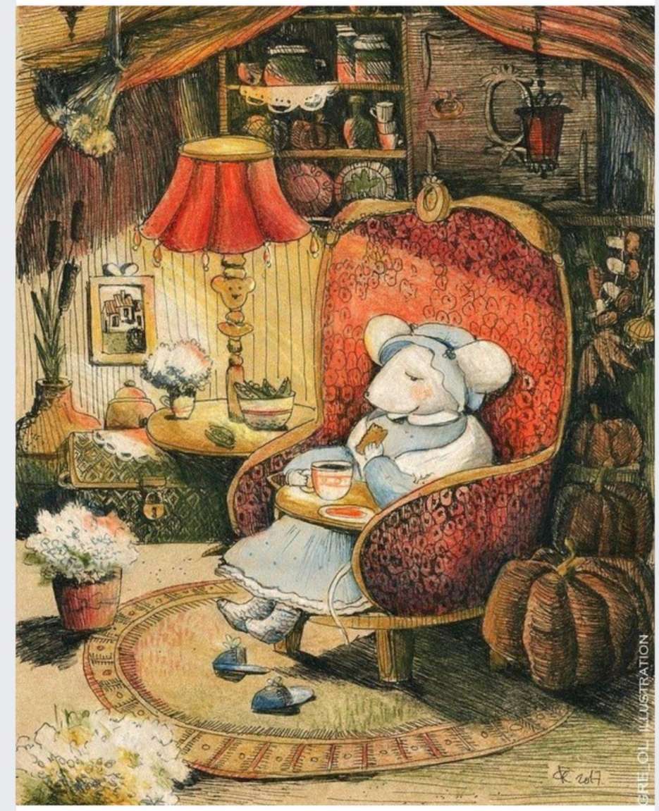 Mamma Mouse си взема почивка за чай онлайн пъзел