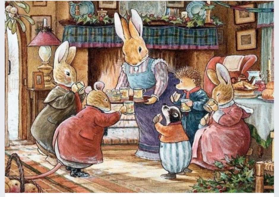 I conigli prendono il tè. puzzle online