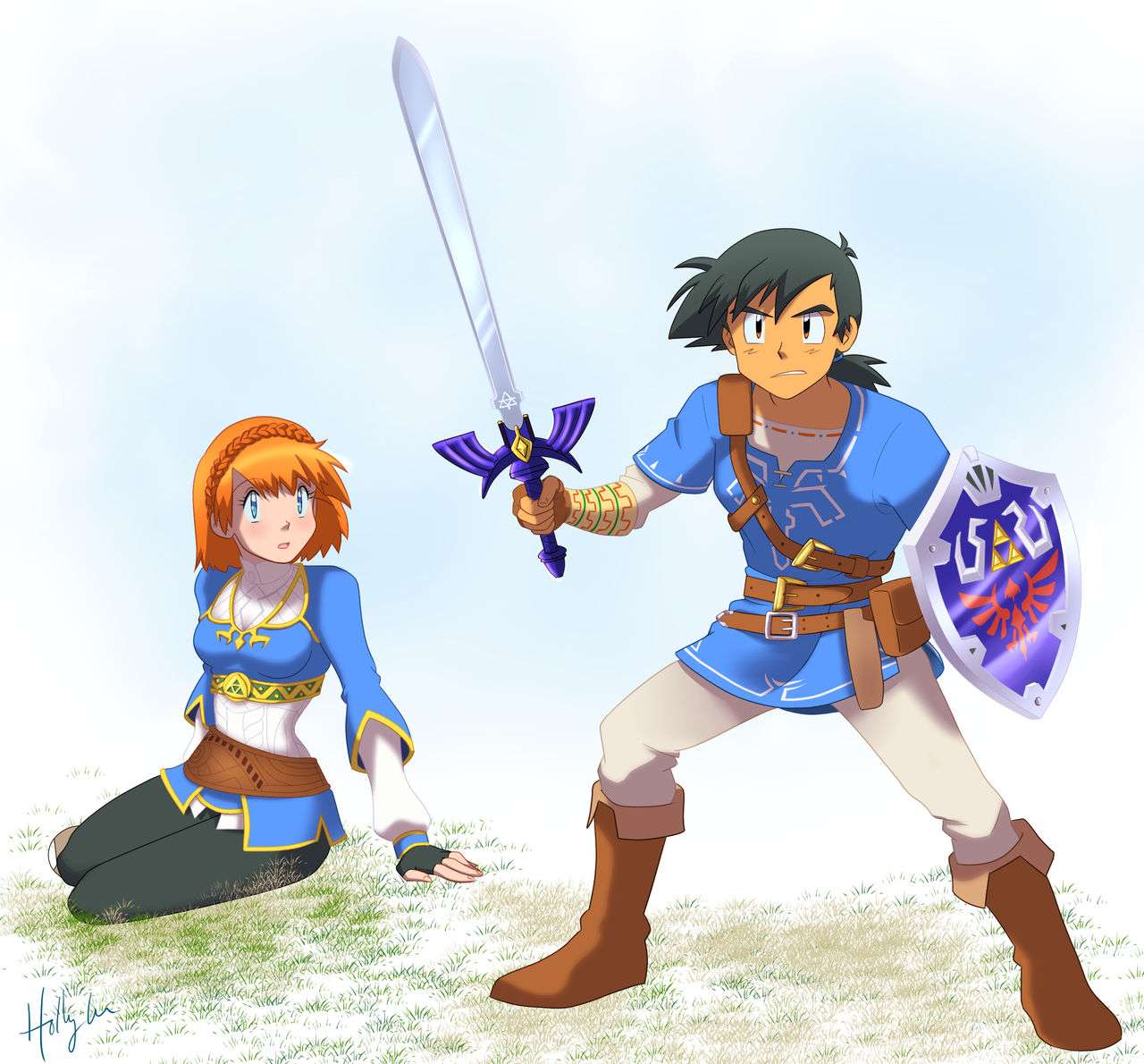 Ash és Misty mint Link és Zelda kirakós online