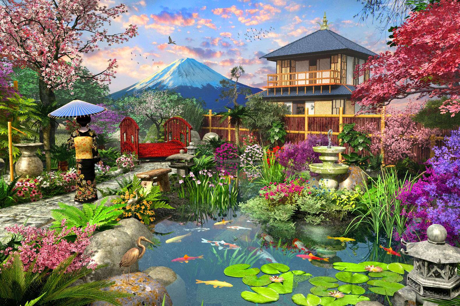 Японский сад пазл онлайн