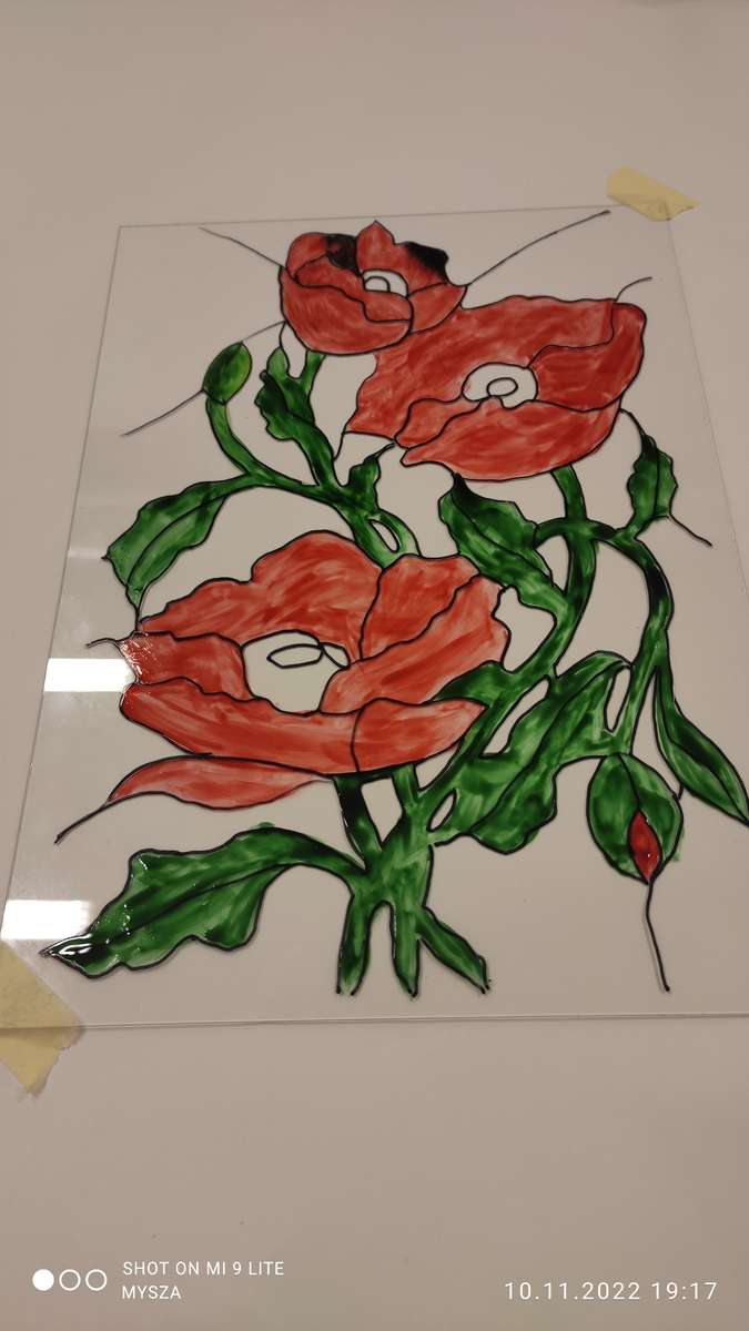 Рози върху стъкло онлайн пъзел