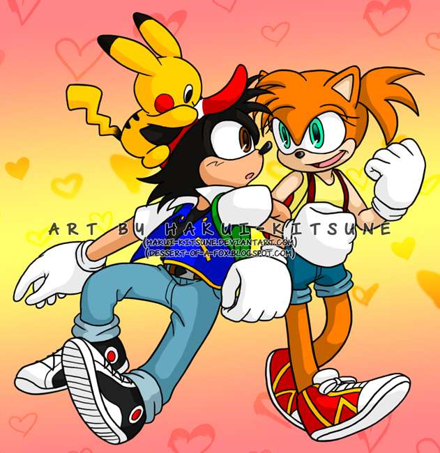 Ash en Misty als Sonic-personages online puzzel