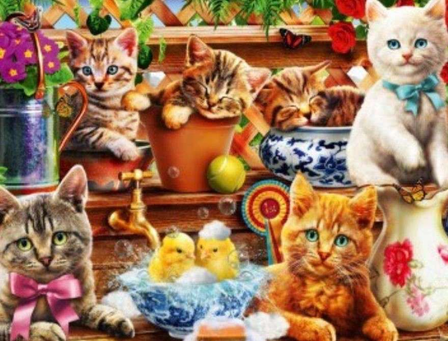 Kätzchen auf der Treppe Puzzlespiel online