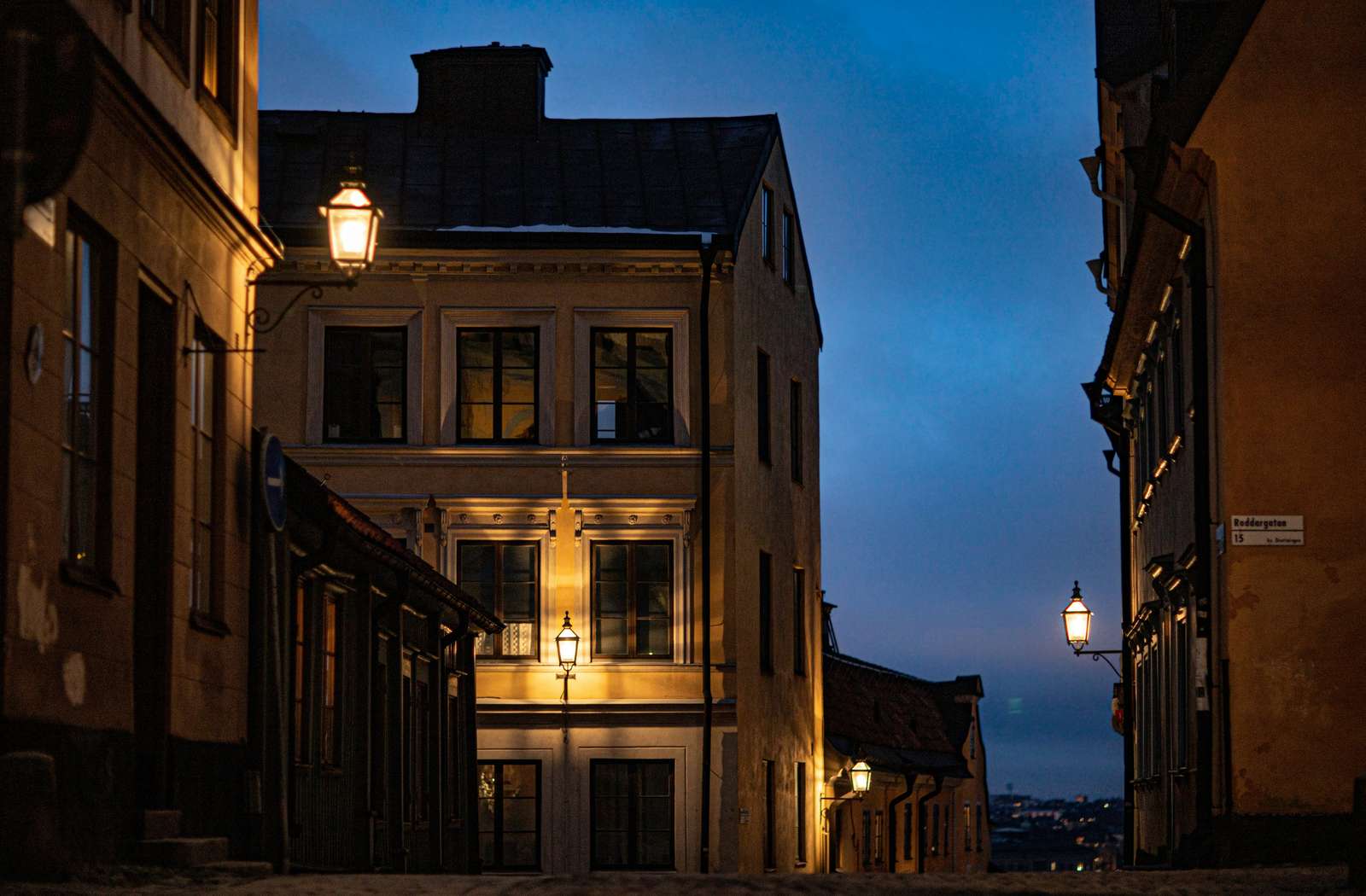 Stockholm, Sverige, nattvy pussel på nätet