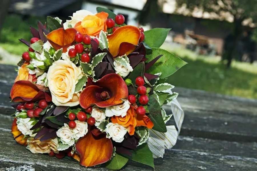 Bouquet de mariage explosif et atypique puzzle en ligne