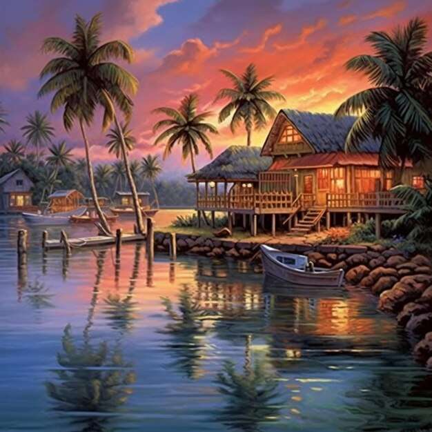 Evening in a tropical country online puzzle