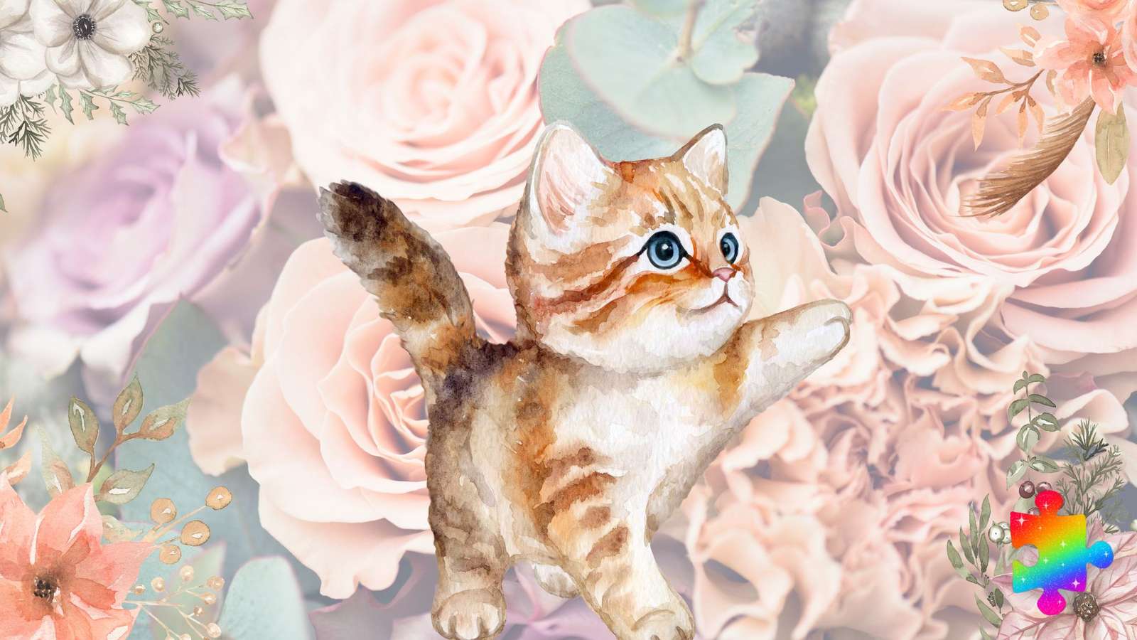 gatito de flores rompecabezas en línea