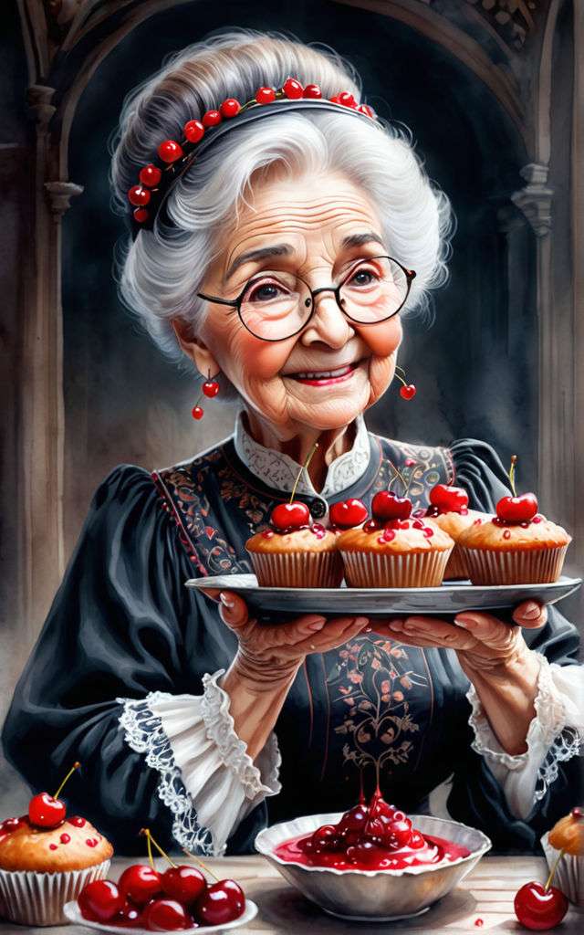 Grand-mère prépare des muffins puzzle en ligne