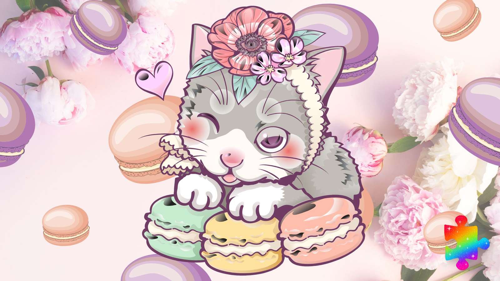 Macaron Cat онлайн пазл