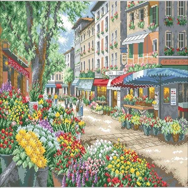Flower shops on the street jigsaw puzzle online