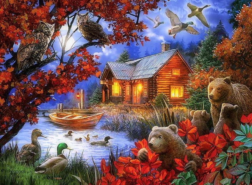 Tiere am See Online-Puzzle
