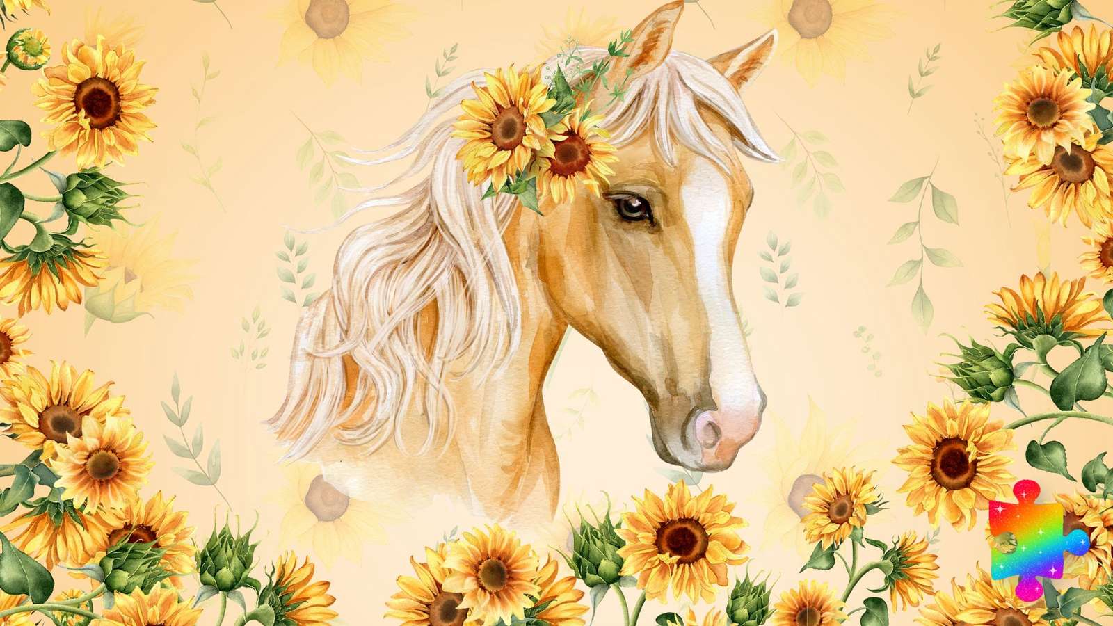 Zonnebloem paard online puzzel