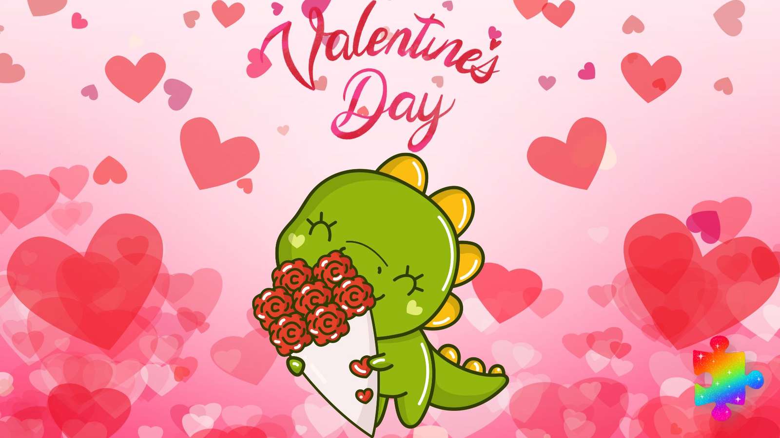 Valentinstag-Dino Puzzlespiel online