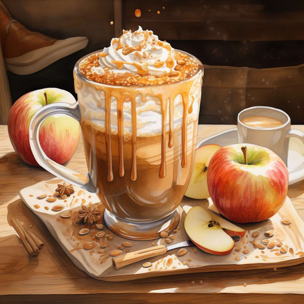 Café com leite caseiro com maçã e caramelo puzzle online