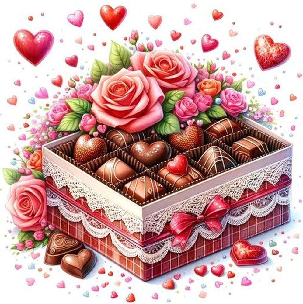 Cutie de ciocolată Valentine jigsaw puzzle online